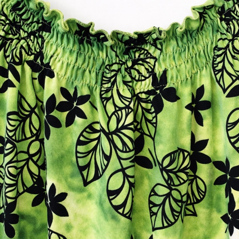Green Floral Peasant Blouse Off Shoulder Boho Cottagecore Medium Carol Rose - Picture 4 of 5